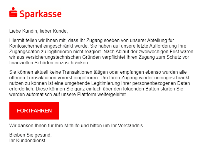 Awareness Training & Phishing - sparkasse mail