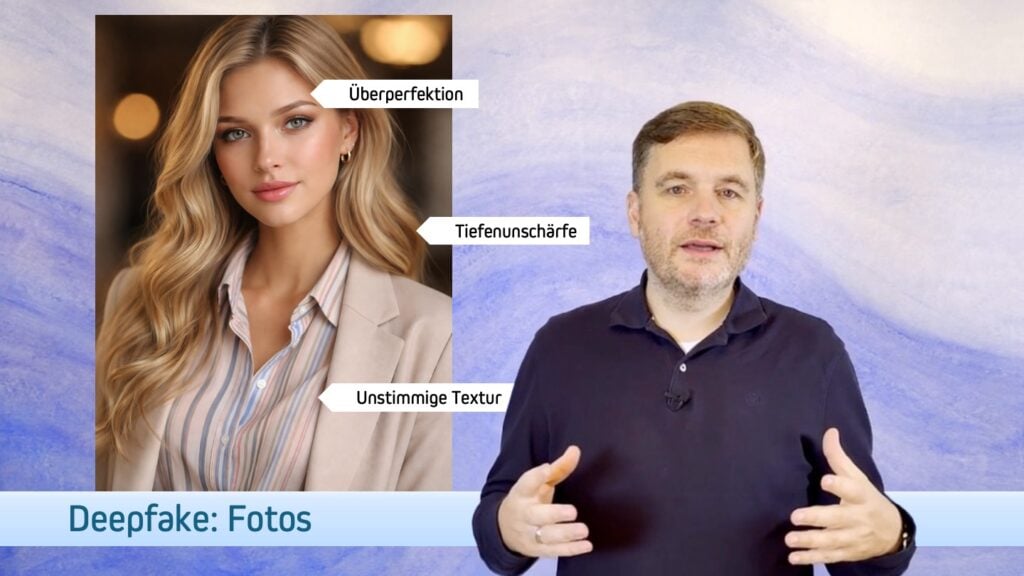 Cybersecurity Awareness-Schulung: Sind Mitarbeitende Risiko oder Superkraft? 4 In einem Webinar erklärt der SECUTAIN-Experte, woran man ein Deepfake-Video erkennen kann.